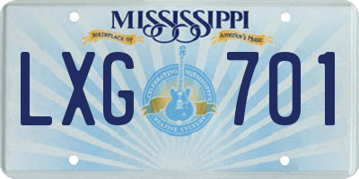 MS license plate LXG701