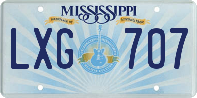 MS license plate LXG707
