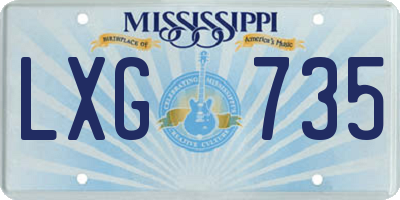 MS license plate LXG735