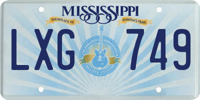 MS license plate LXG749