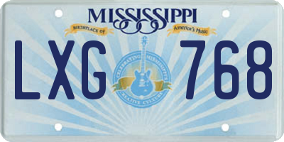 MS license plate LXG768