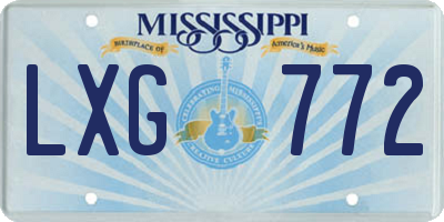 MS license plate LXG772