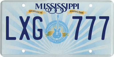 MS license plate LXG777