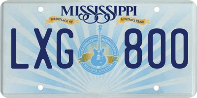 MS license plate LXG800