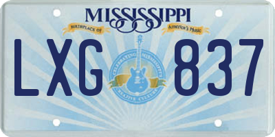 MS license plate LXG837