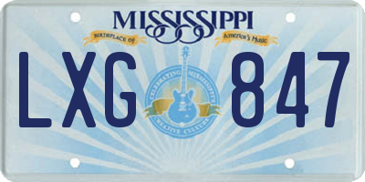 MS license plate LXG847