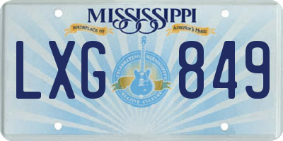 MS license plate LXG849