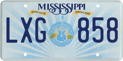 MS license plate LXG858