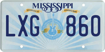 MS license plate LXG860