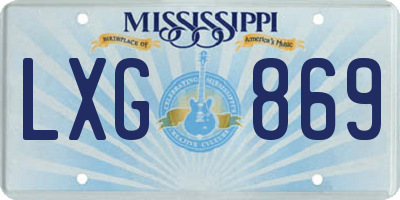 MS license plate LXG869