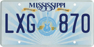 MS license plate LXG870