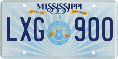 MS license plate LXG900