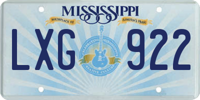 MS license plate LXG922