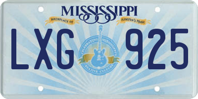 MS license plate LXG925