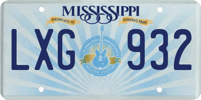 MS license plate LXG932