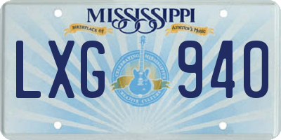 MS license plate LXG940