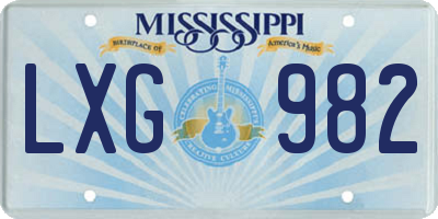 MS license plate LXG982