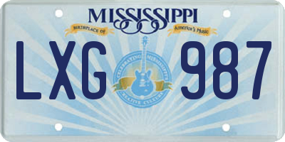 MS license plate LXG987