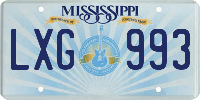 MS license plate LXG993