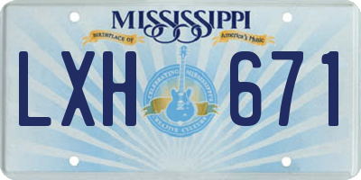 MS license plate LXH671