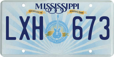 MS license plate LXH673