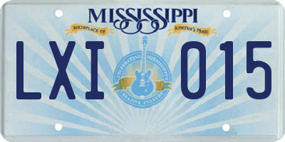 MS license plate LXI015