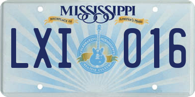 MS license plate LXI016