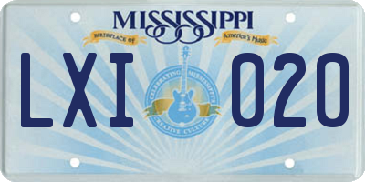MS license plate LXI020