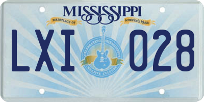 MS license plate LXI028