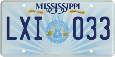 MS license plate LXI033