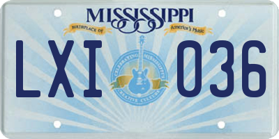 MS license plate LXI036