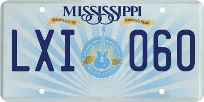MS license plate LXI060