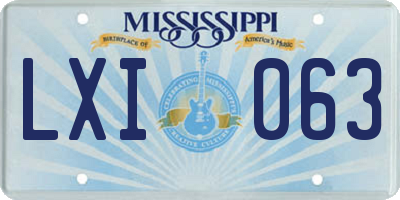 MS license plate LXI063