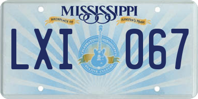 MS license plate LXI067