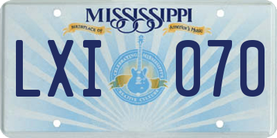 MS license plate LXI070