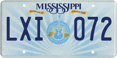 MS license plate LXI072