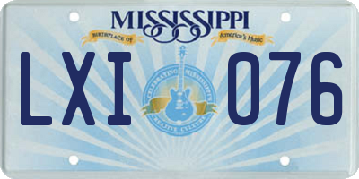 MS license plate LXI076