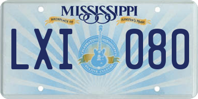 MS license plate LXI080