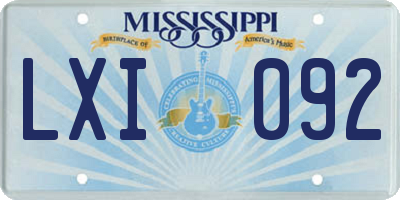 MS license plate LXI092