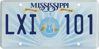 MS license plate LXI101