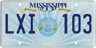 MS license plate LXI103