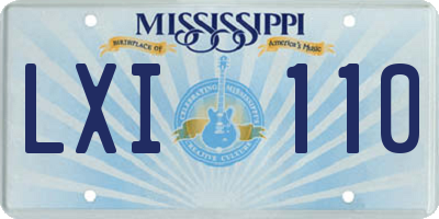 MS license plate LXI110