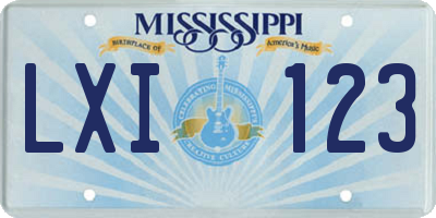MS license plate LXI123