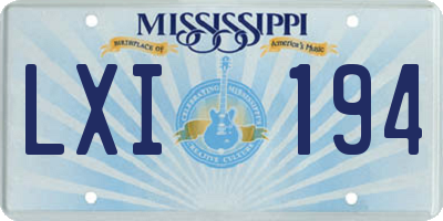 MS license plate LXI194