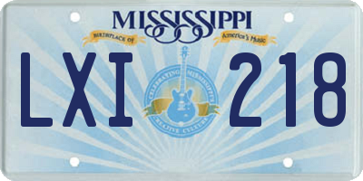 MS license plate LXI218