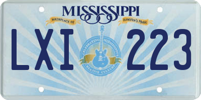 MS license plate LXI223