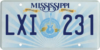 MS license plate LXI231