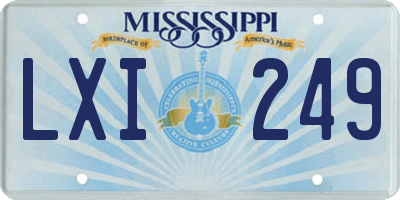 MS license plate LXI249