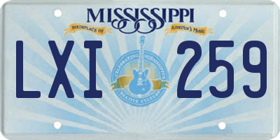 MS license plate LXI259