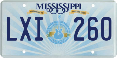 MS license plate LXI260